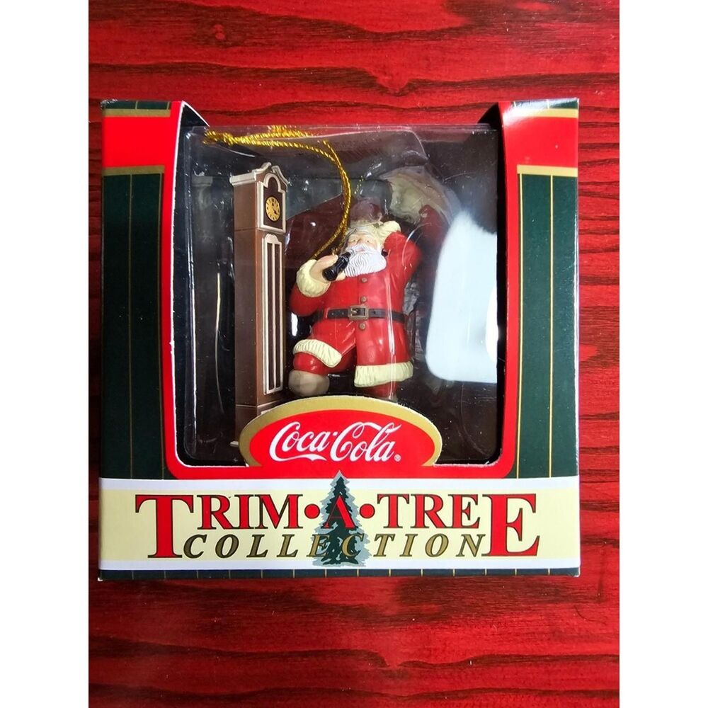 Coca Cola Trim A Tree Ornament 1999 Santa With Clock NIB